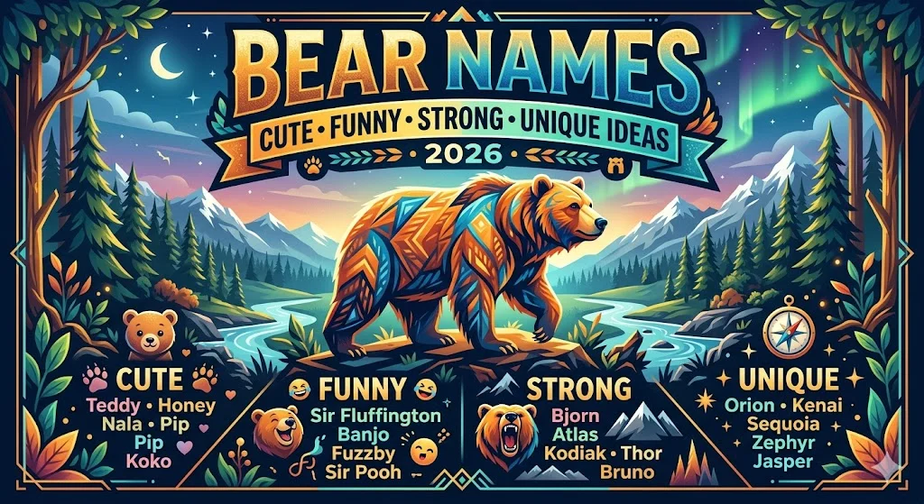 Bear Names: Cute, Funny, Strong & Unique Ideas 2026