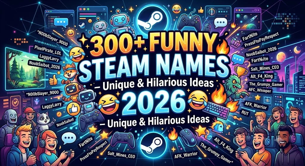300+Funny Steam Names 2026 – Unique & Hilarious Ideas 