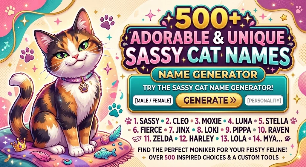 500+ Adorable & Unique Sassy Cat Names With Name Generator