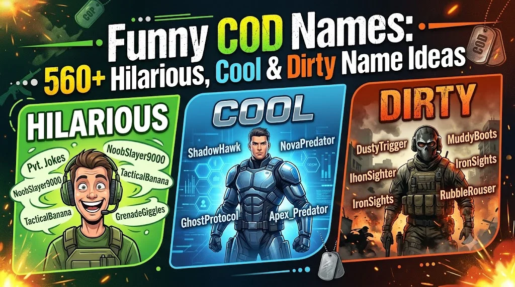 Funny COD Names: 560+ Hilarious, Cool & Dirty Name Ideas